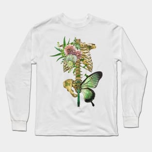 Skeleton, Flower And Butterfly Long Sleeve T-Shirt